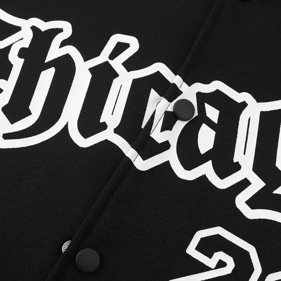 Black Mens Chicago Bomber Jacket - Picture 5 of 5